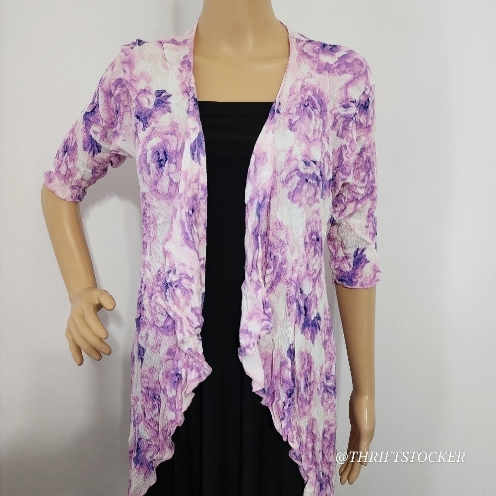 LuLaRoe purple floral kimono - Picture 2 of 7